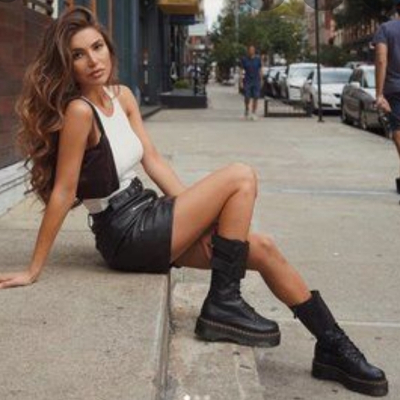 Dr. Martens Shoes - DR. MARTENS JAGGER EYE BLACK LEATHER COMBAT BOOTS